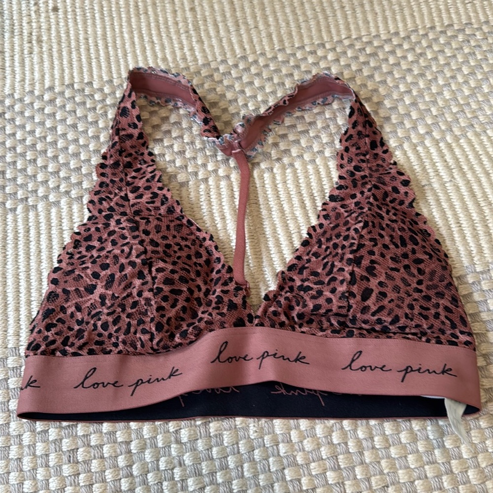 Pink Brown Lace Bralette